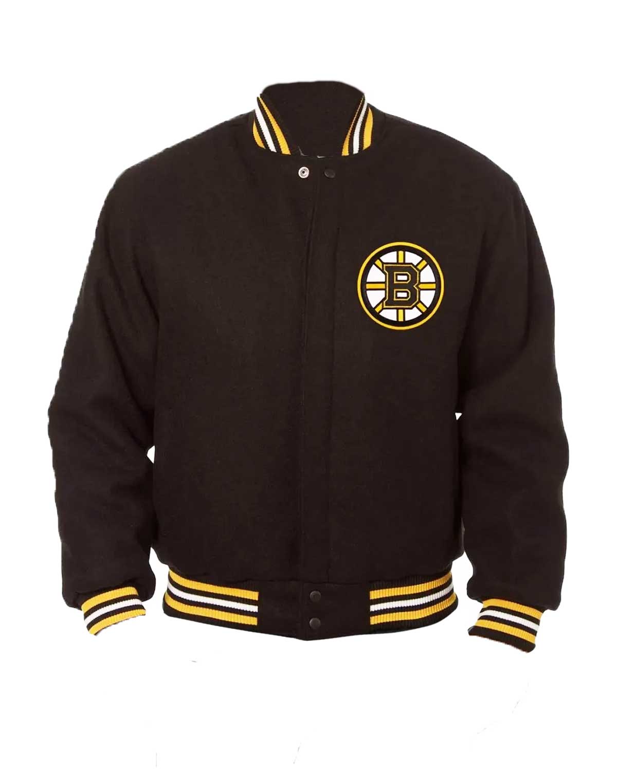Boston Bruins Letterman Black Wool Jacket