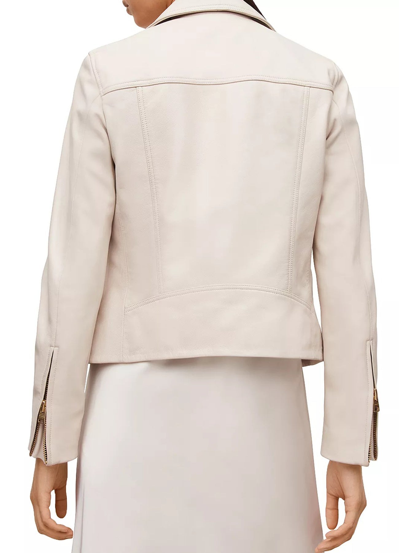 Women's Off White Biker Leather Jacket
