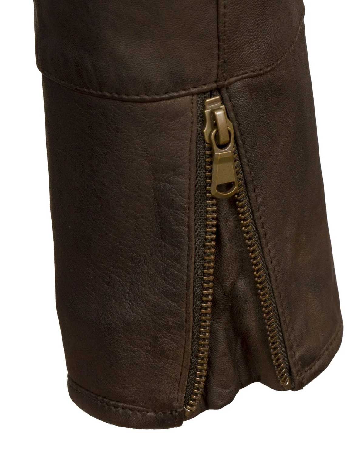 Female Brown Leather Jacket With Fur Collar Women’s