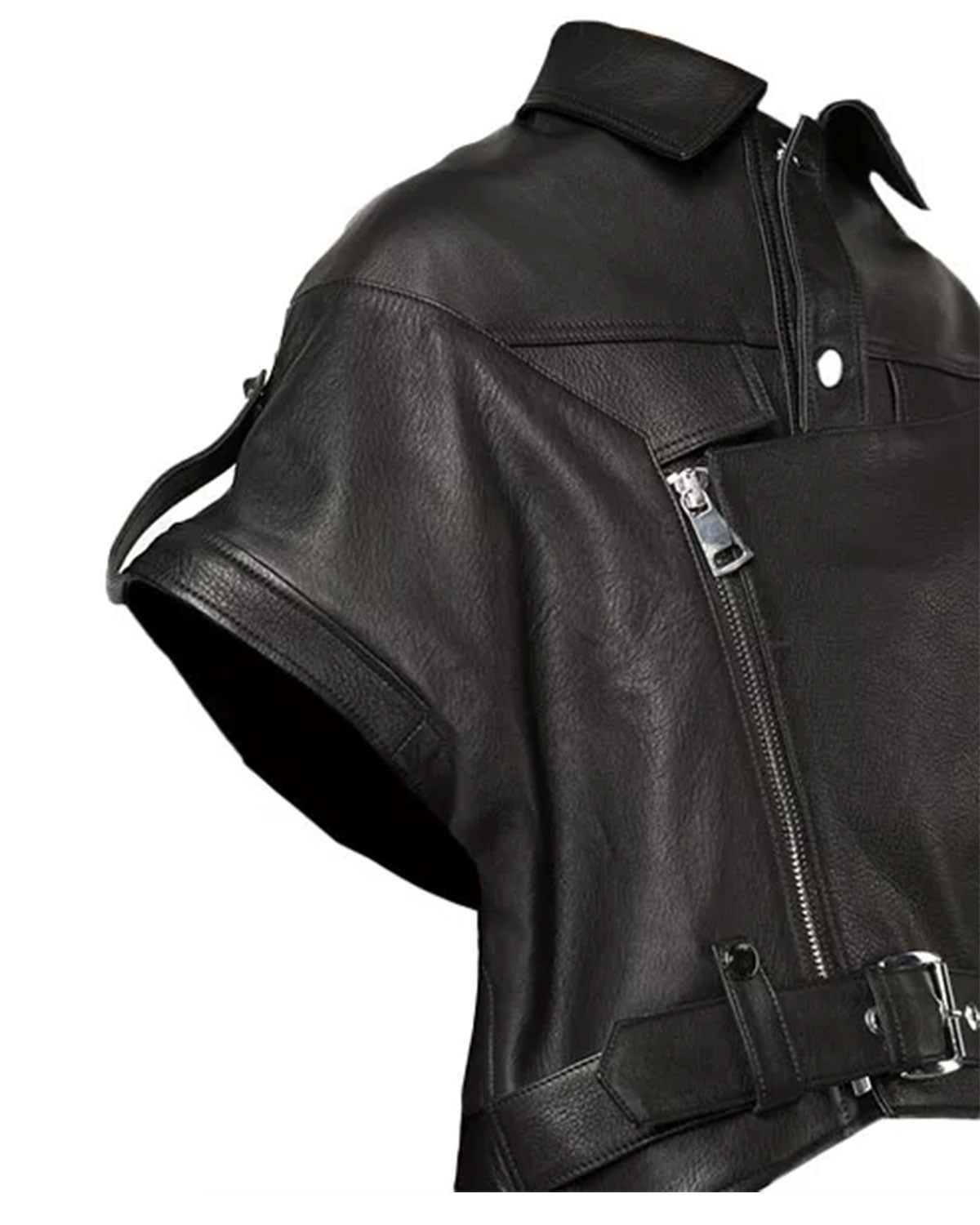 Women's Black cropped leather Biker Jacket