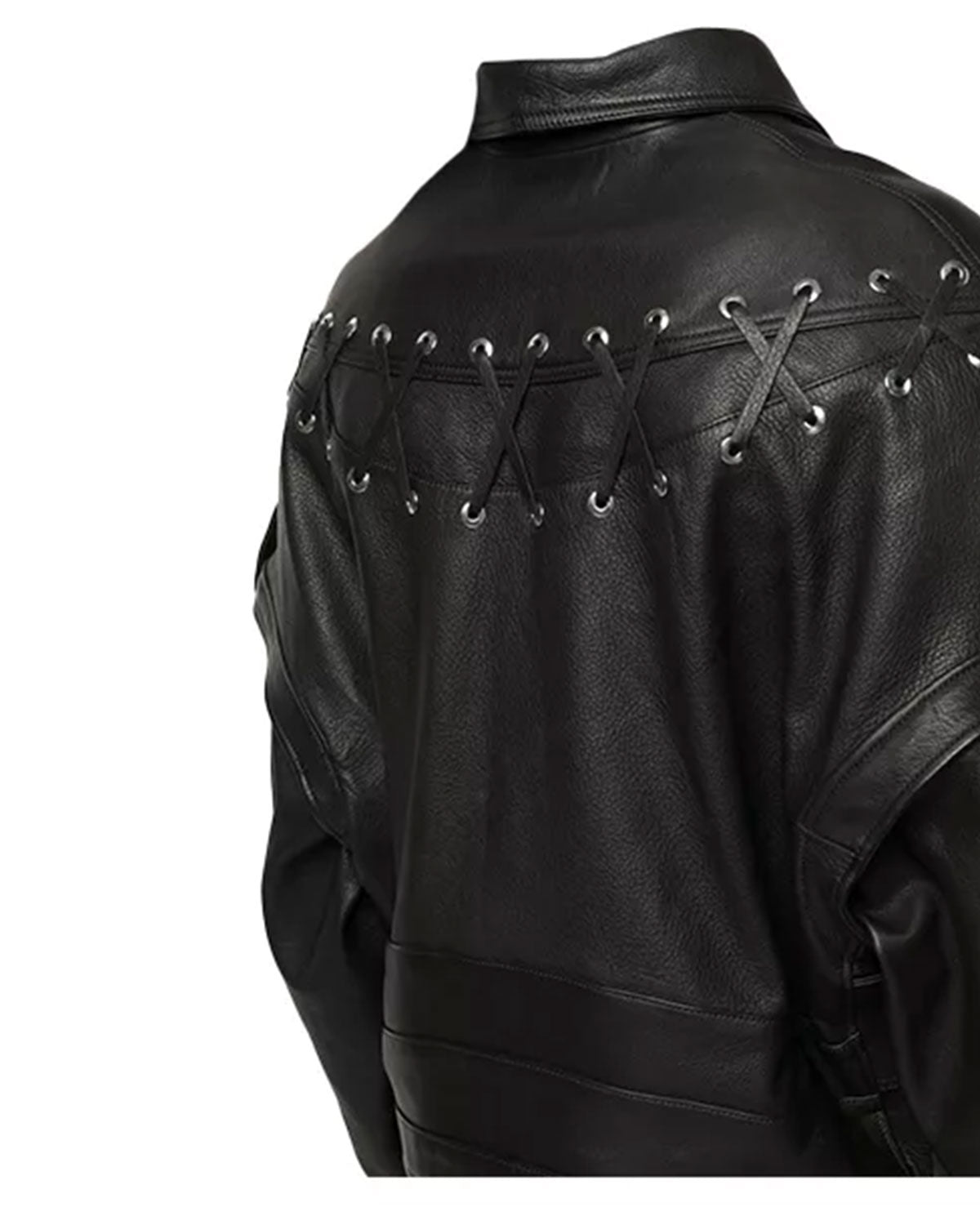 Women's Black cropped leather Biker Jacket