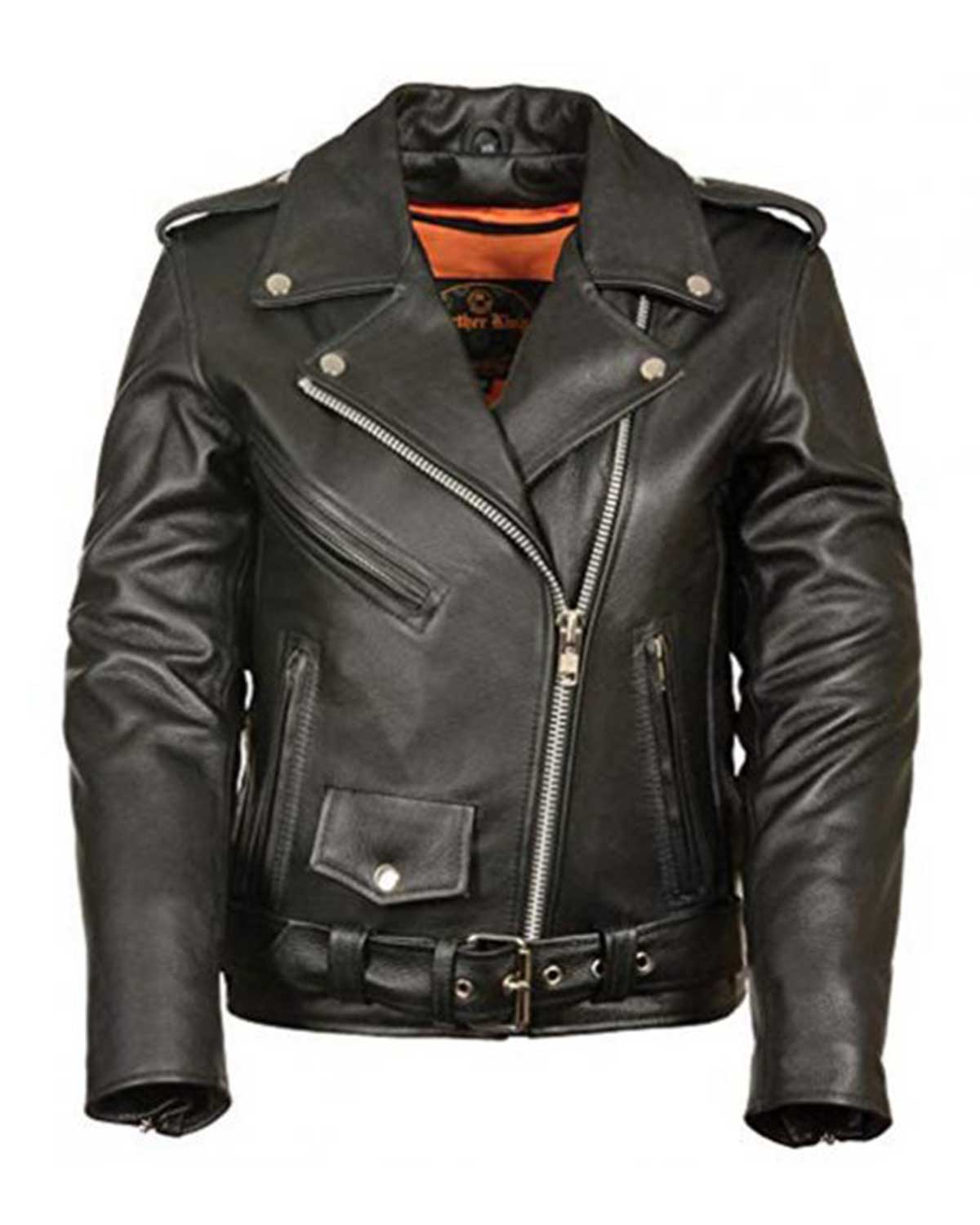 Unisex Brando Motorcycle Black Leather Jacket