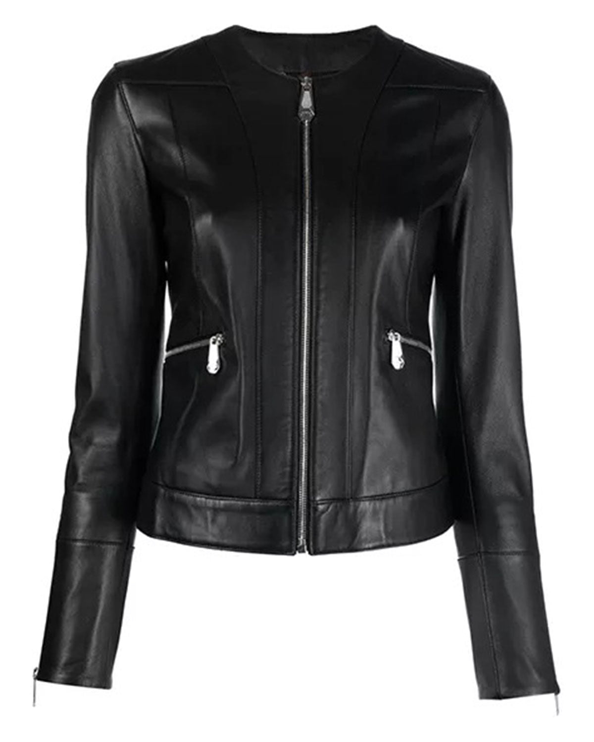 Ladies Black Leather Jacket