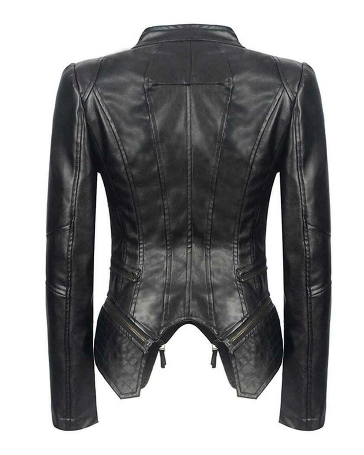 Women Black Long Gothic Leather Jacket – New Arrival in Michigan