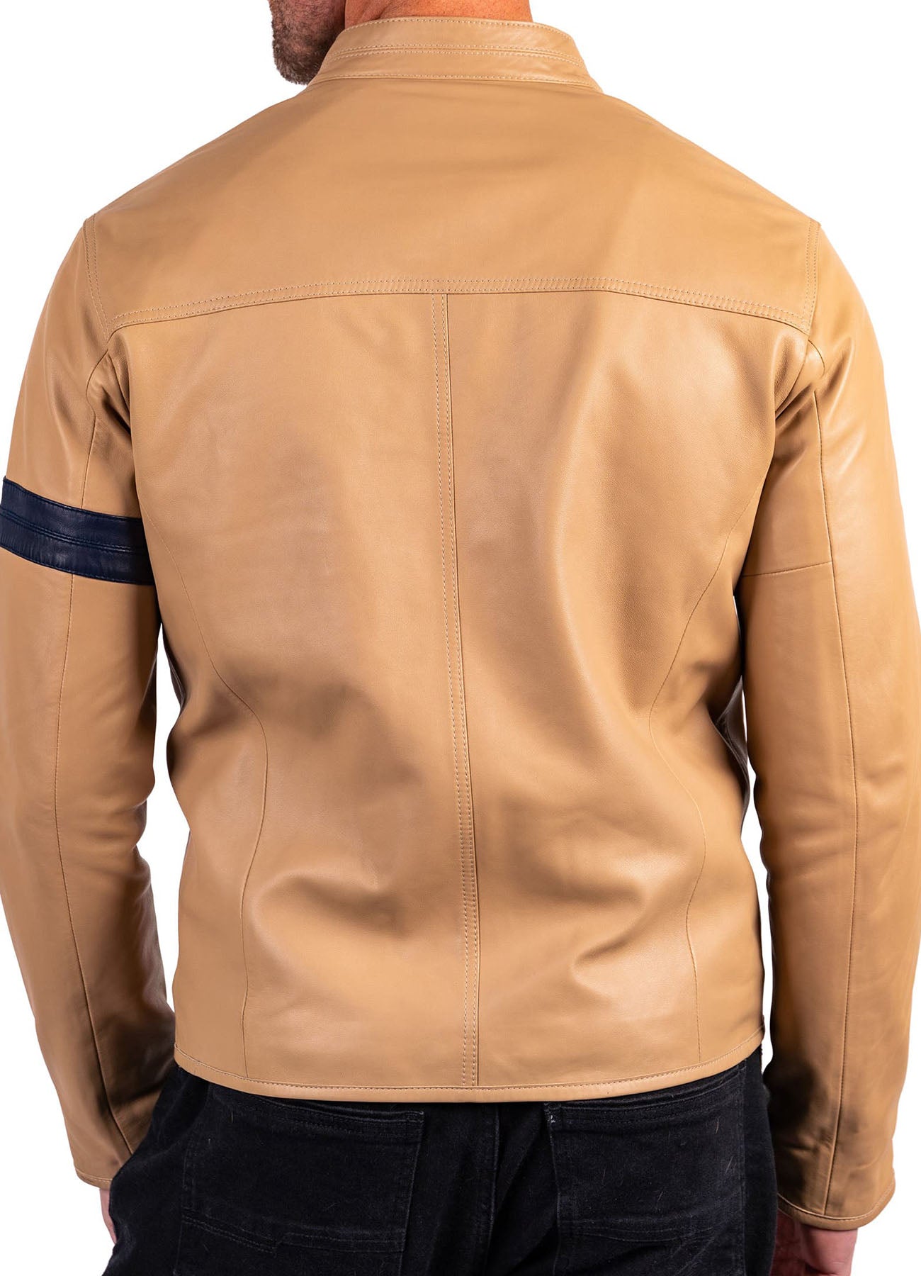 Men's Light Tan Biker Leather Jacket