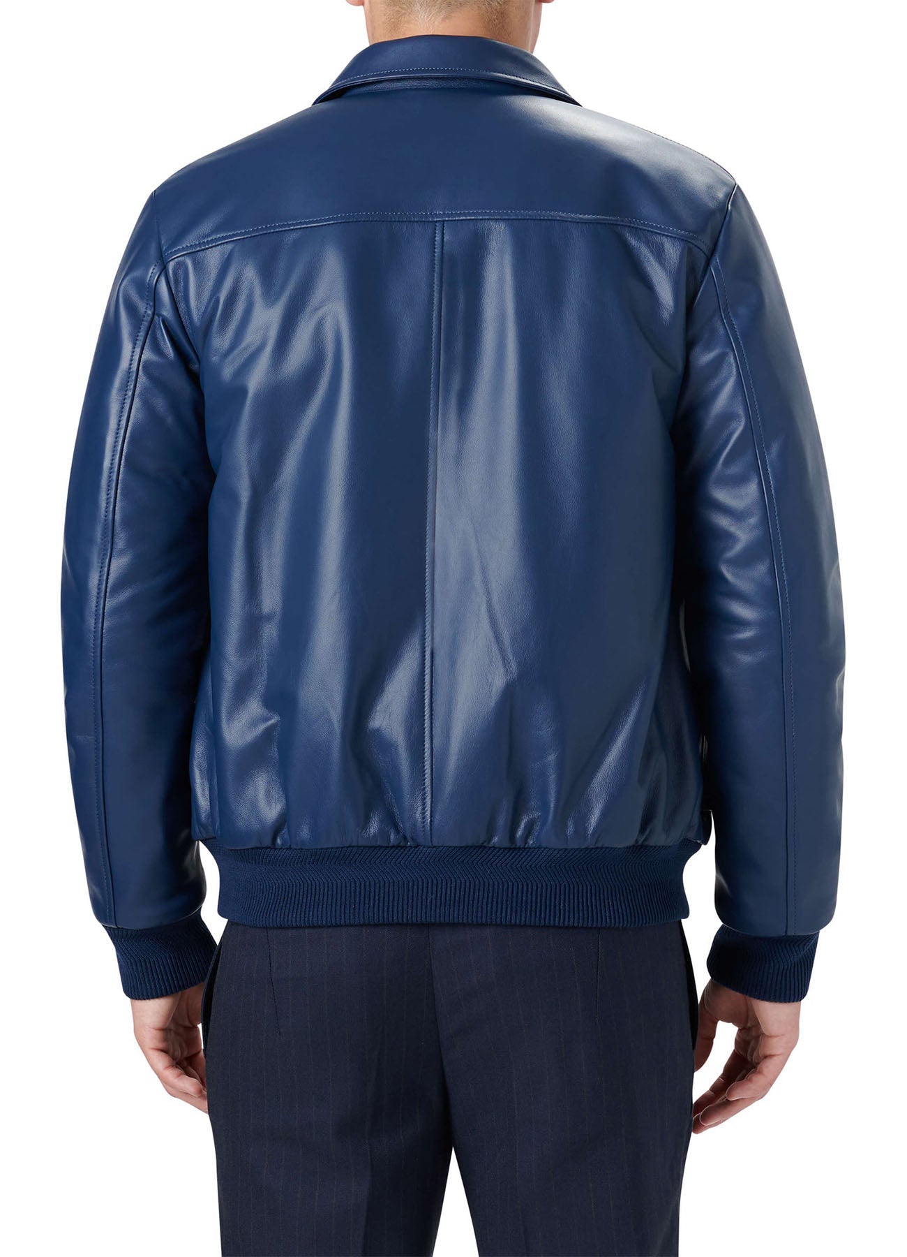 Men's Soft Blue Bomber Leather Jacket