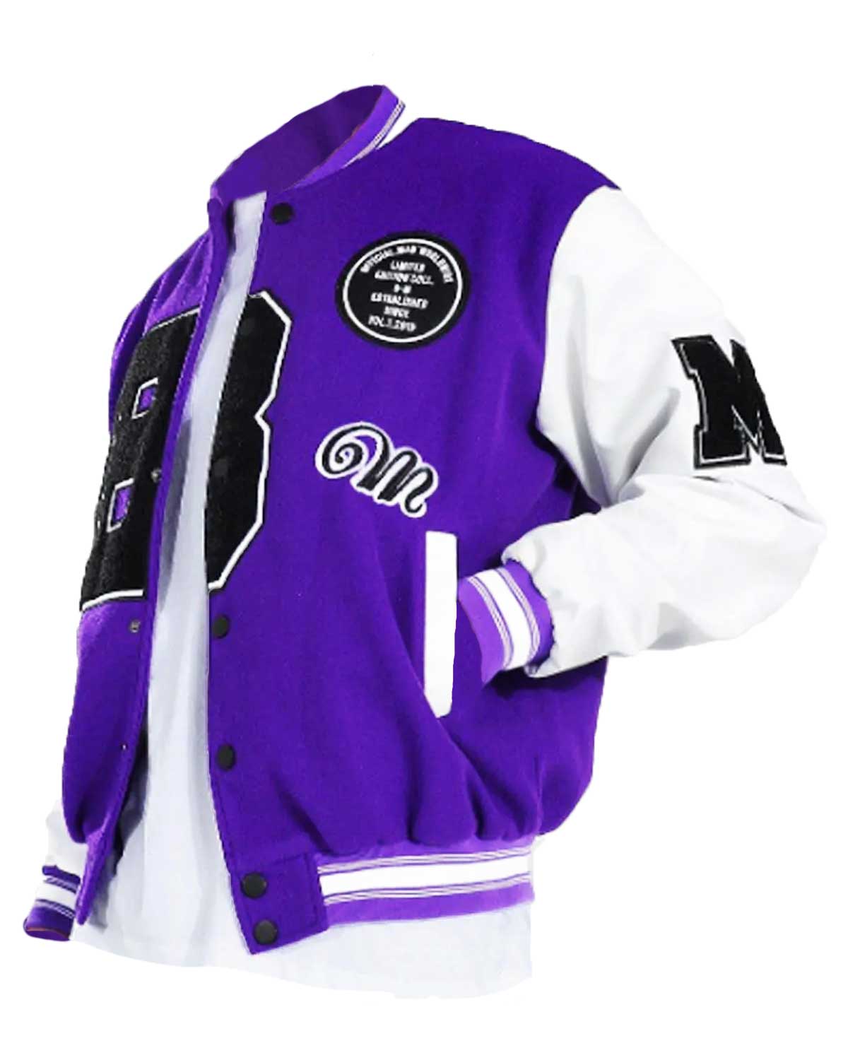B Patch Letterman with Leather Look Sleeves