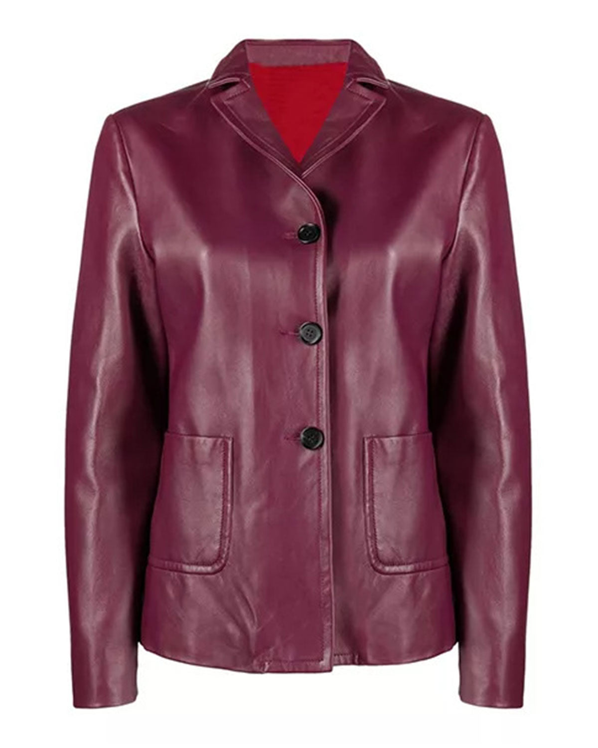 Maroon Leather Jacket Women's