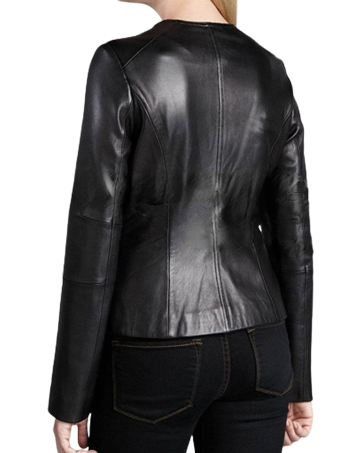 Women Motorcycle Black Genuine Leather Jacket