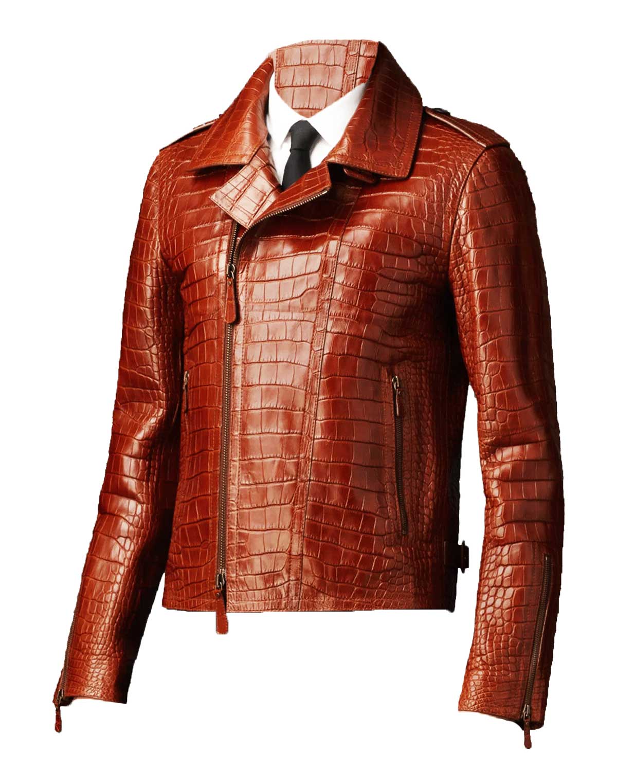 Croc Alligator Motorcycle Leather Jacket