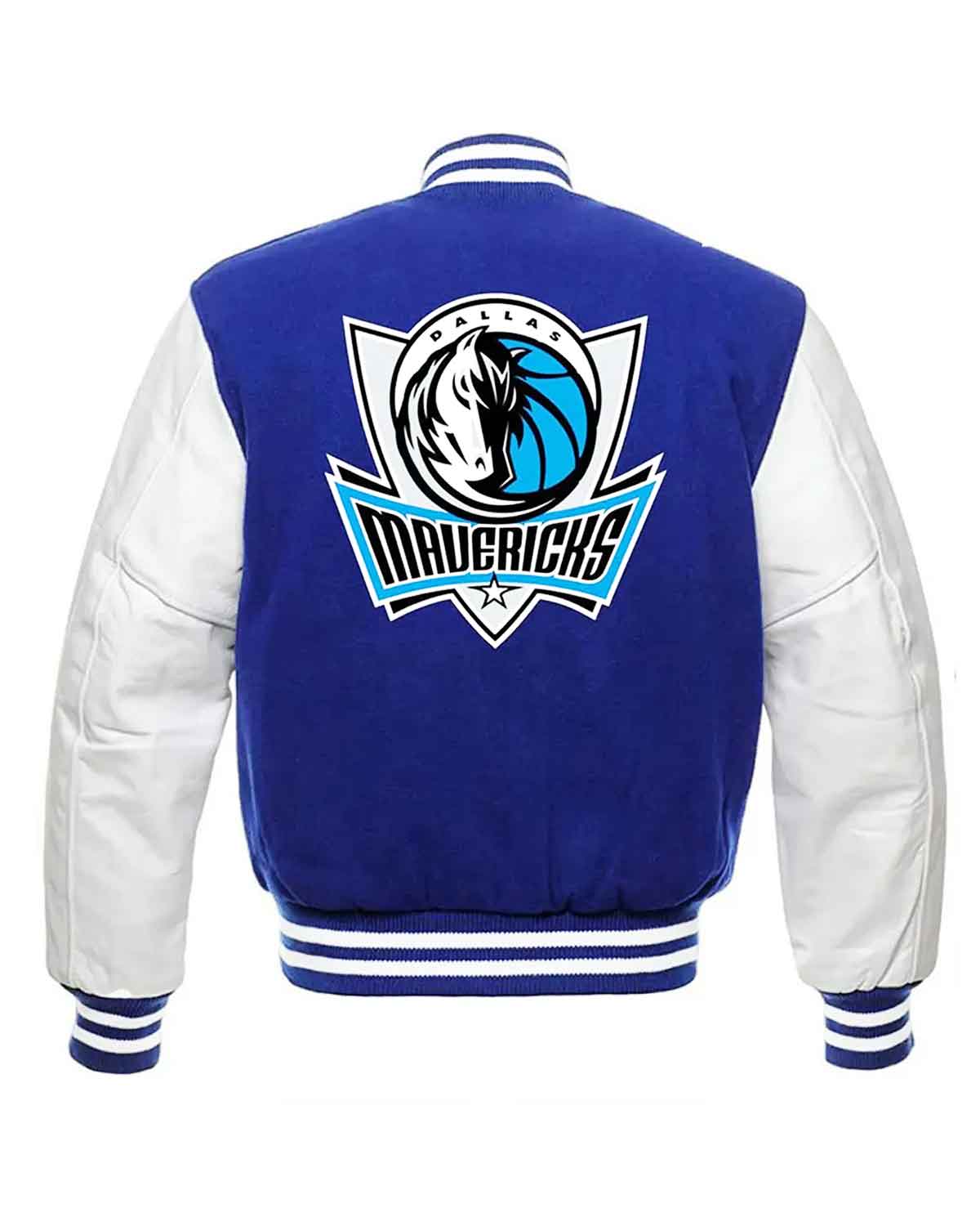Dallas Mavericks NBA Letterman Blue and White Jacket