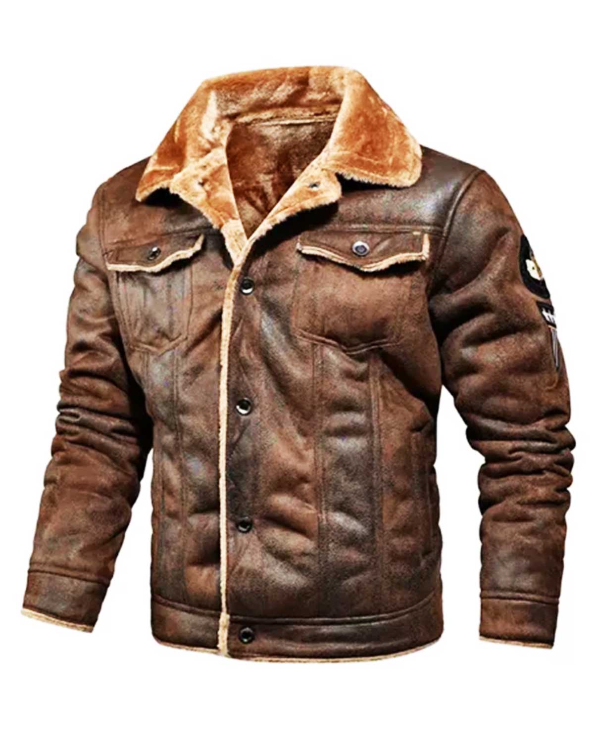 Men Aviator Bomber Leather Jacket