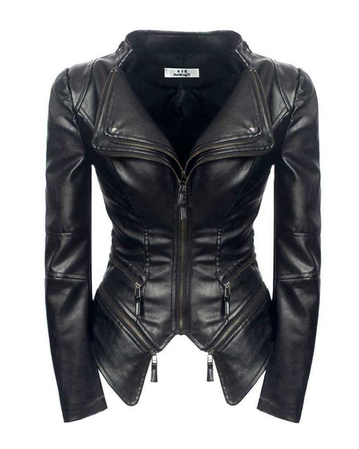 Women Black Long Gothic Leather Jacket – New Arrival in Michigan