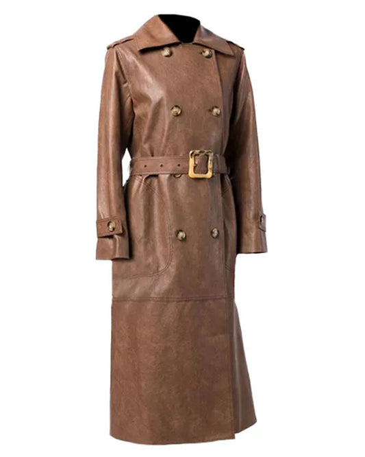 Women's Brown Double Breasted Trench Coat