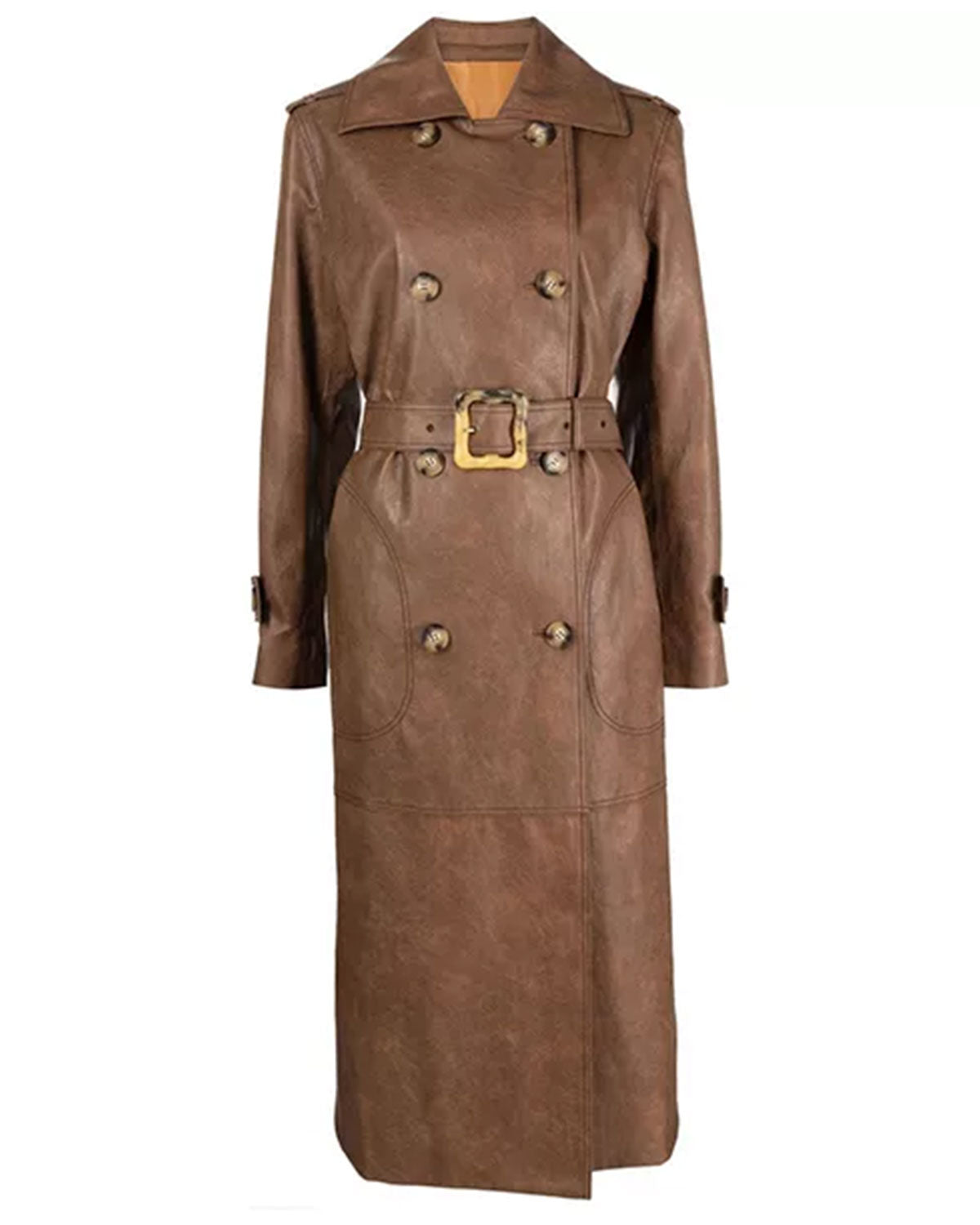 Women's Brown Double Breasted Trench Coat