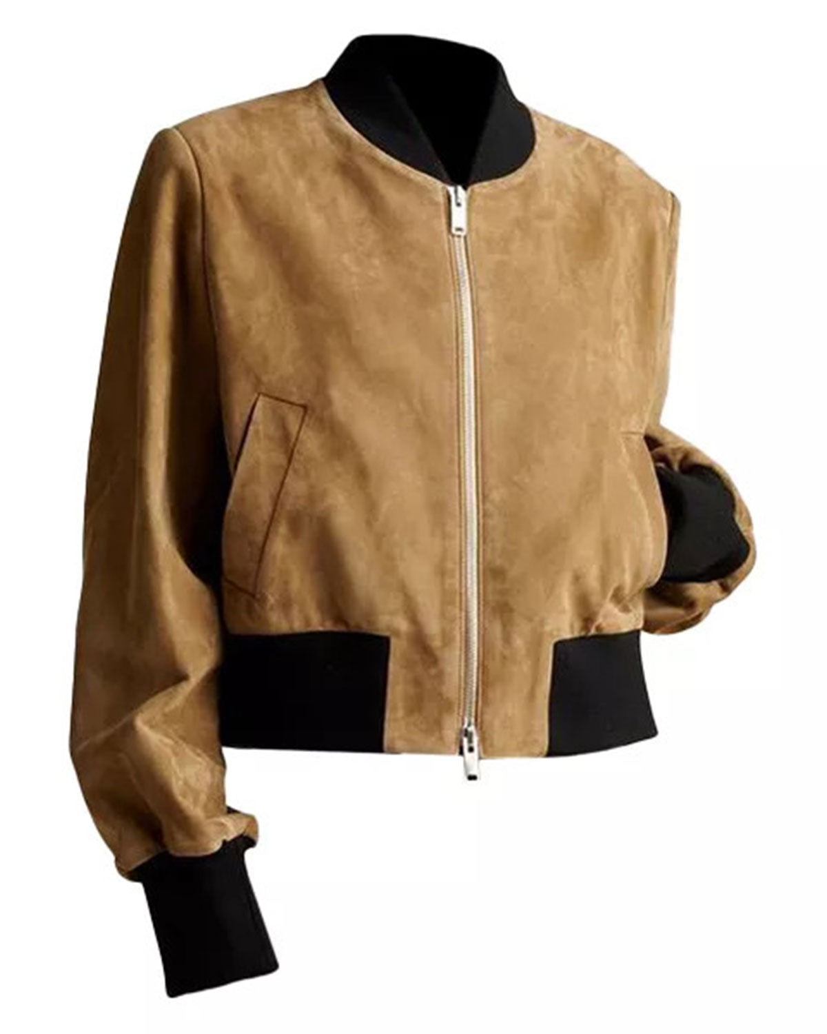 Brown Suede Bomber Jacket Women's