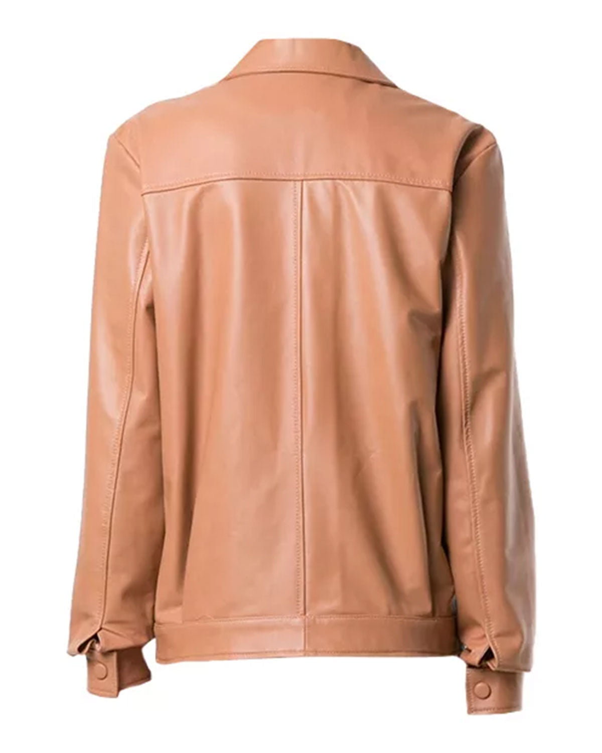 Women's Brown Leather Trucker Jacket