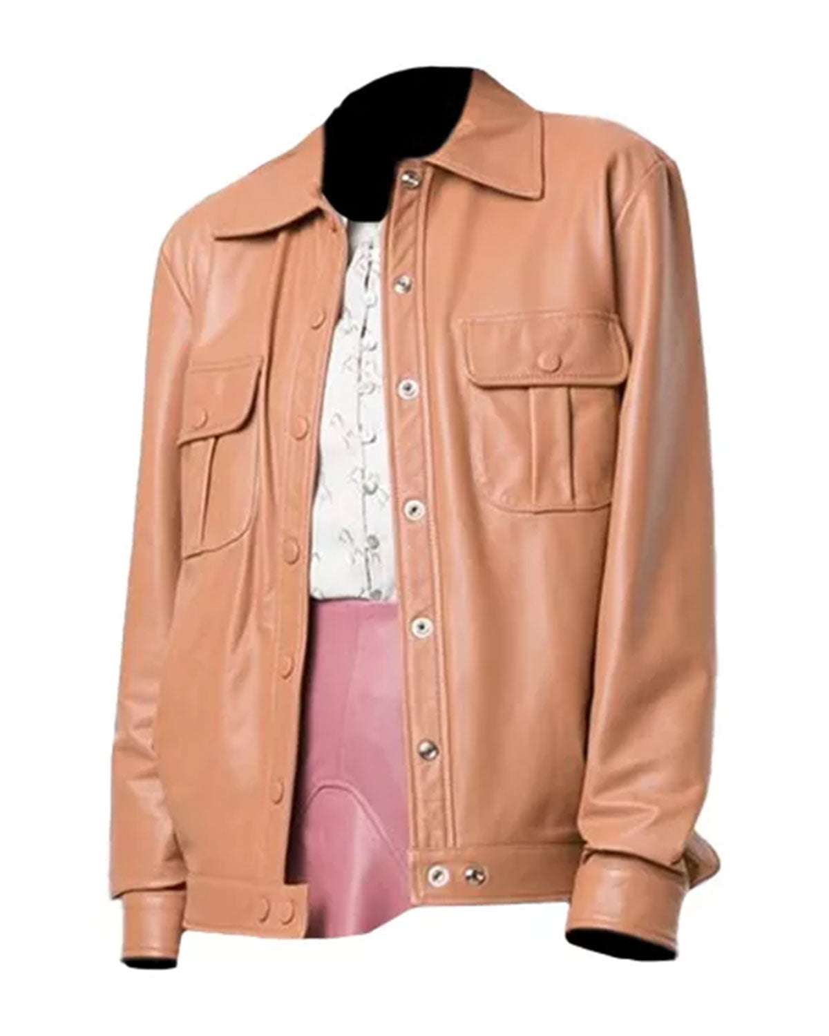 Women's Brown Leather Trucker Jacket