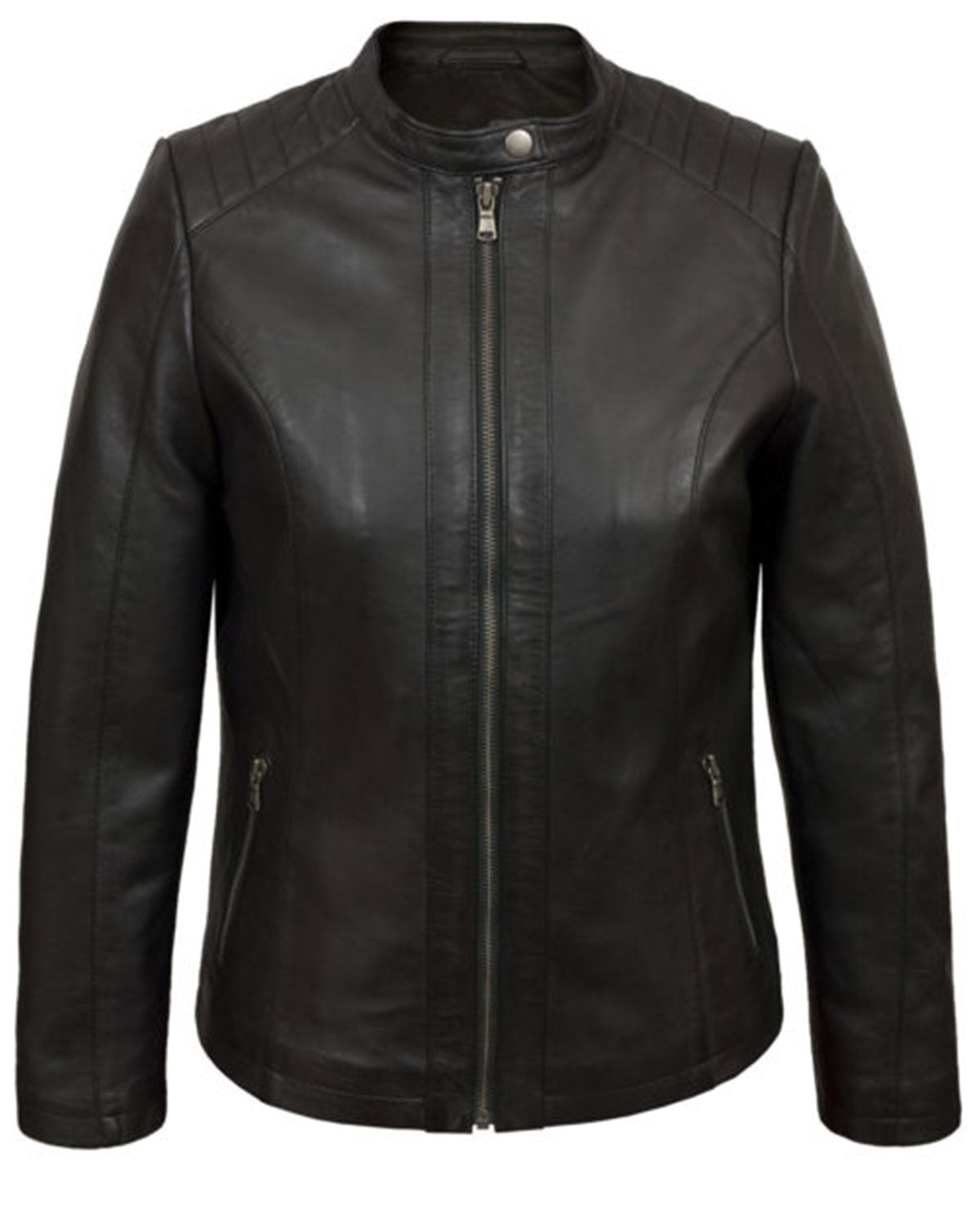Women's Black Leather Biker Jacket