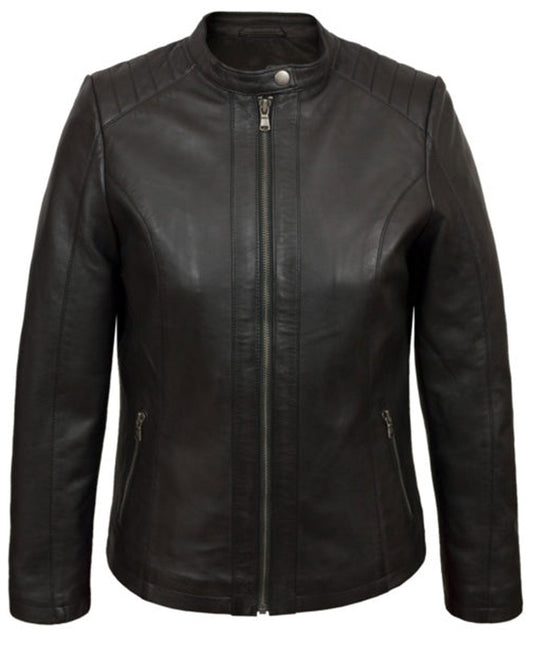 Women's Black Leather Biker Jacket
