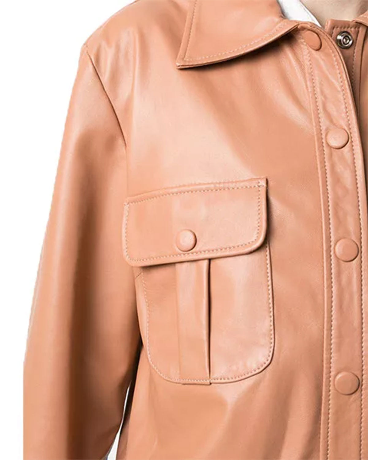 Women's Brown Leather Trucker Jacket