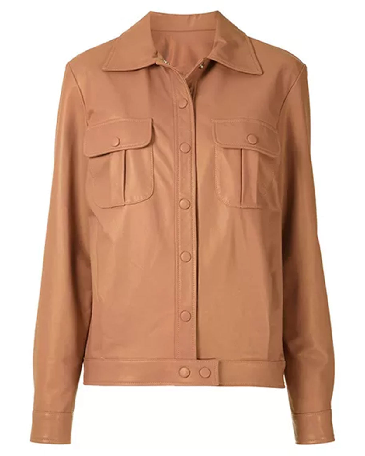 Women's Brown Leather Trucker Jacket