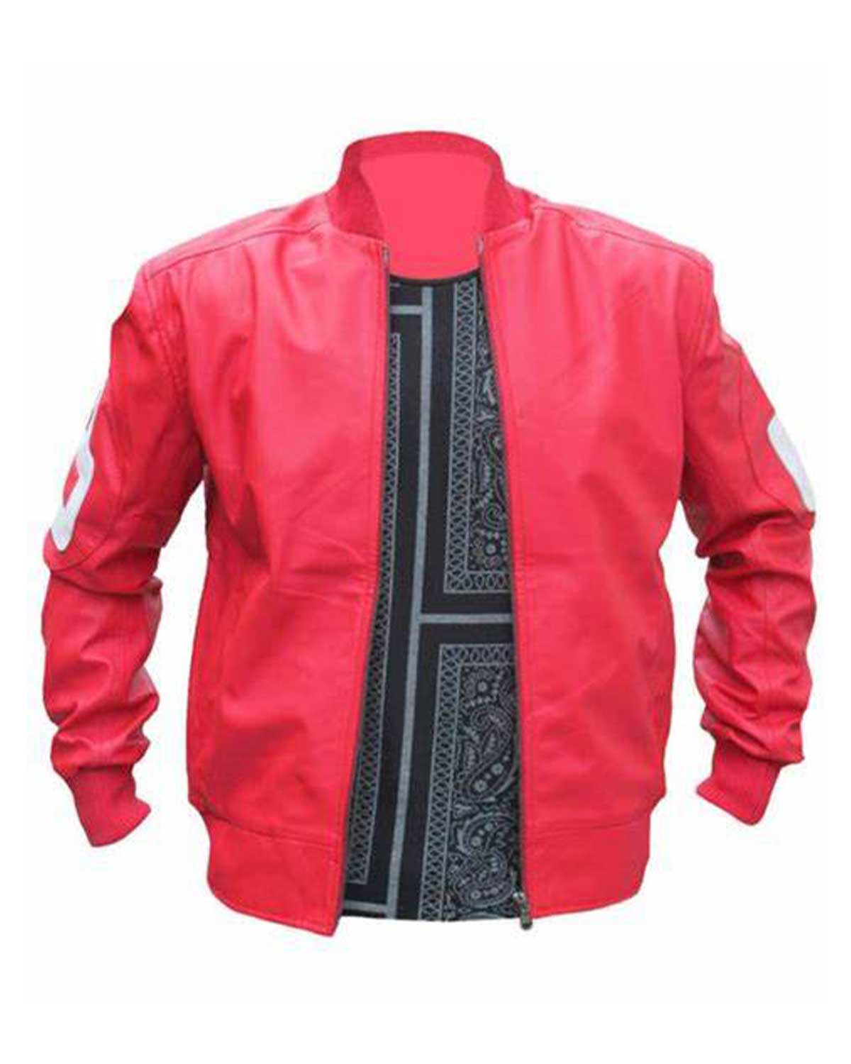 Pink Unisex 8 Ball Bomber Leather Jacket