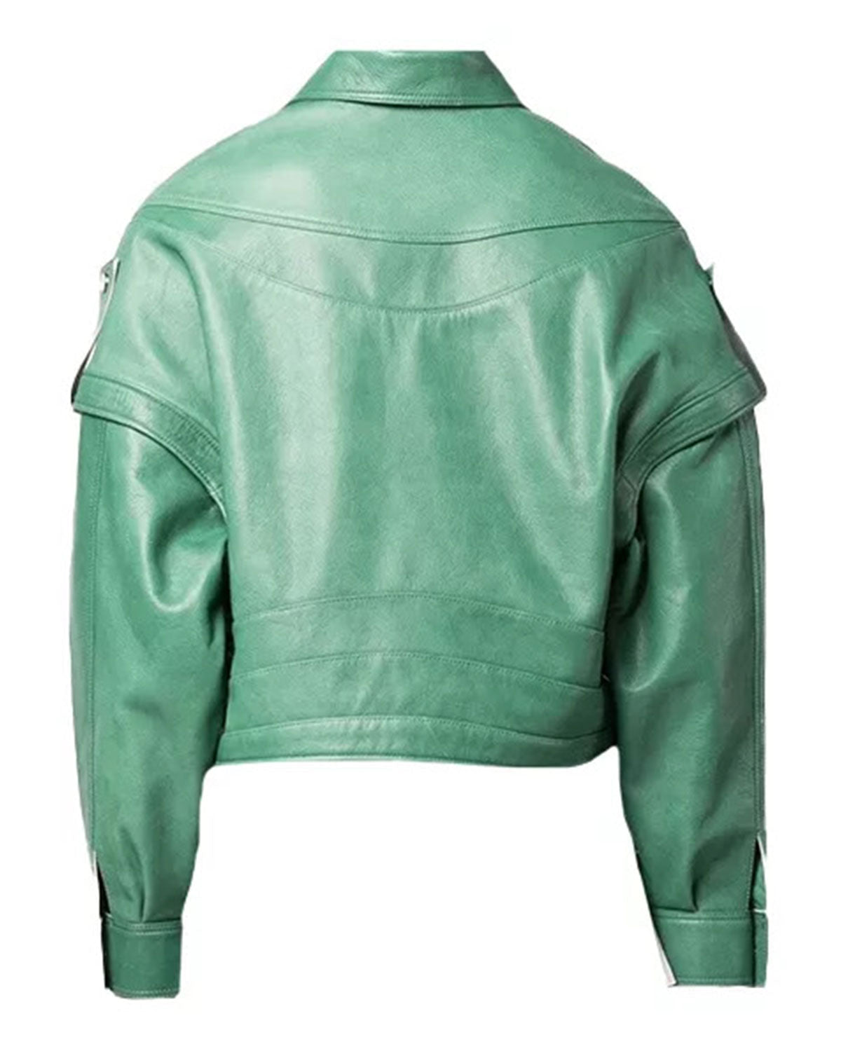 Women's Green Leather Biker Jacket