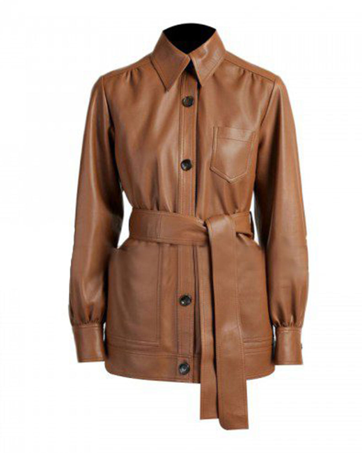 Women's Brown Short Belted Trench Coat