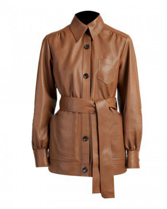 Women's Brown Short Belted Trench Coat