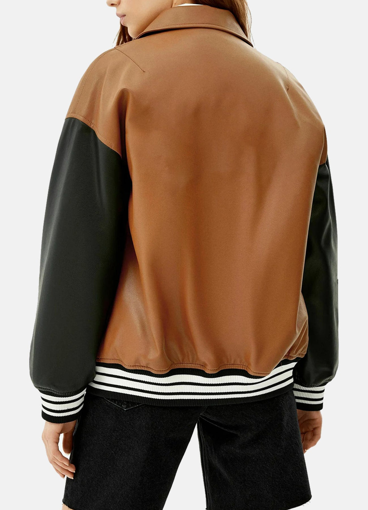 Women's Chocolate Brown Varsity Leather Jacket