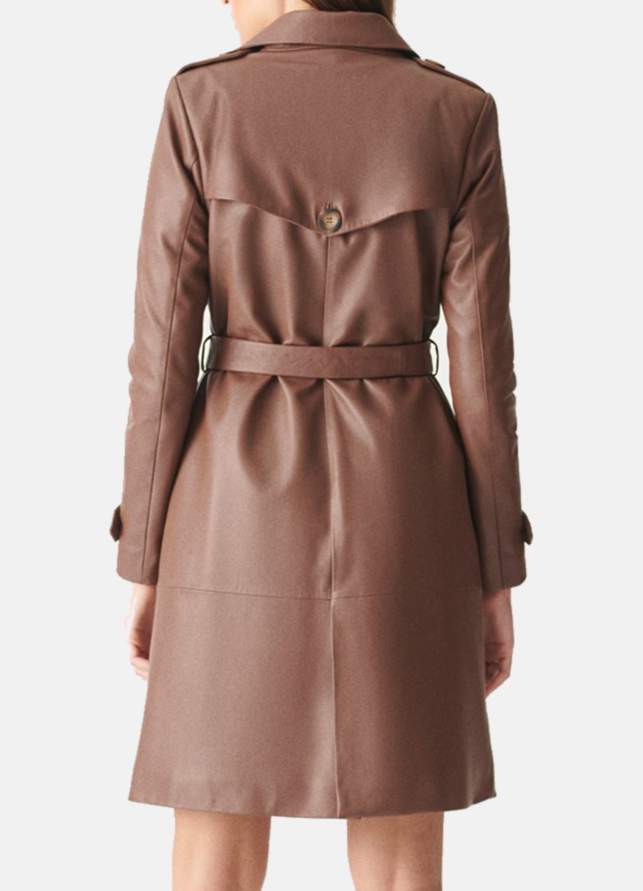 Women's Modern Brown Trench Leather Coat