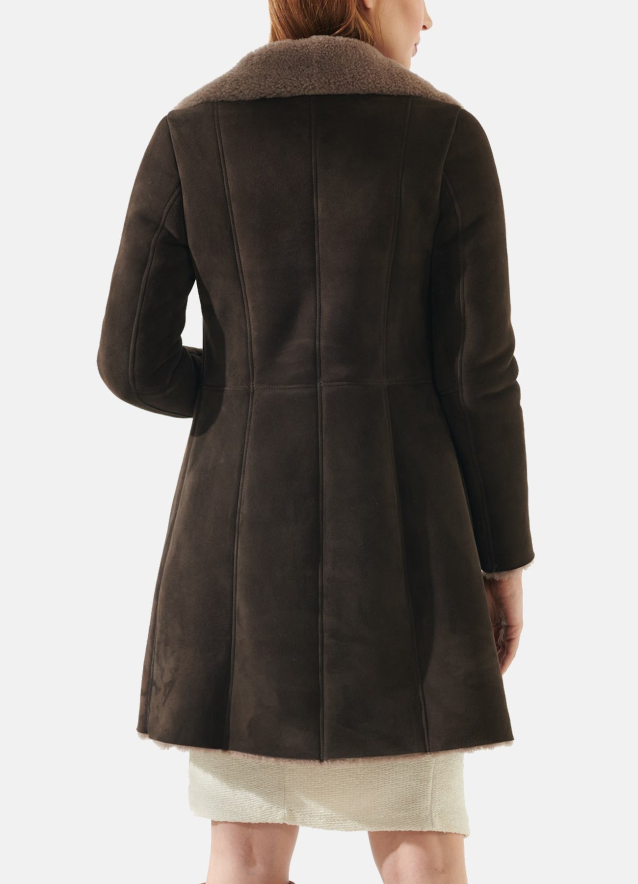 Women's Dark Brown Shearling Leather Coat