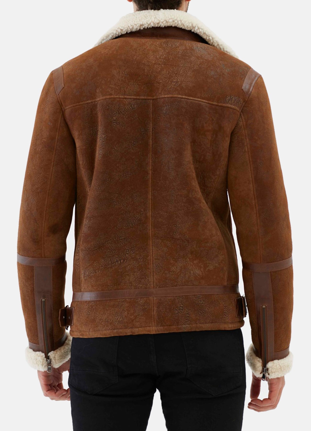 Men's Aviator Brown and White Shearling Leather Jacket