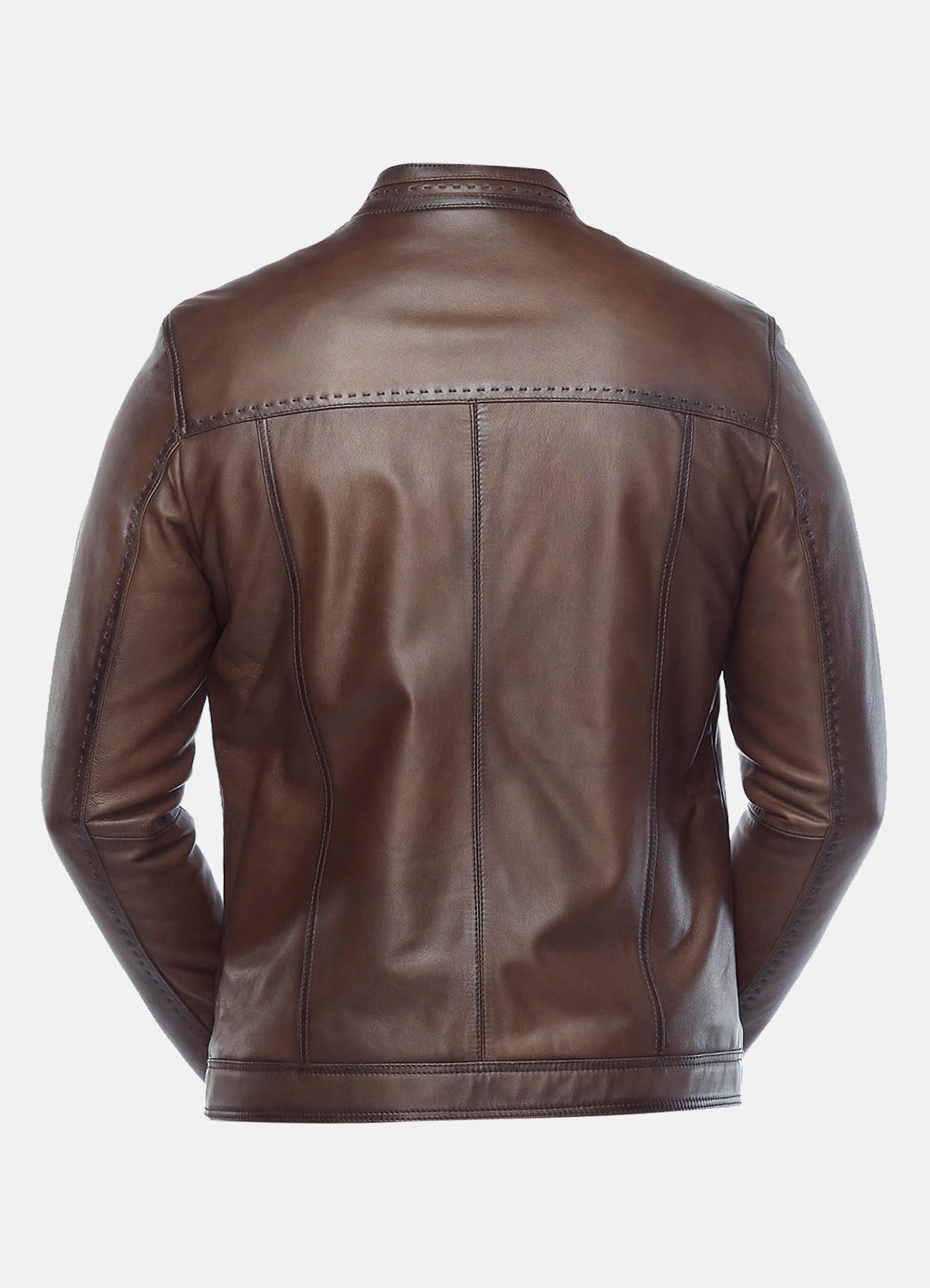 Men's Brown Stitched Style Classic Leather Jacket