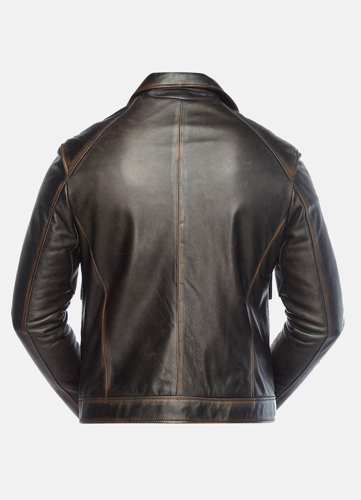 Men's Vintage Distressed Black Biker Leather Jacket