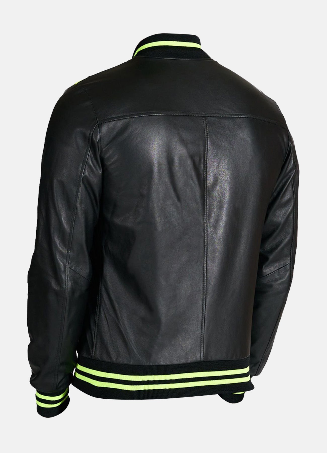Men's Neon and Black Varsity Leather Jacket