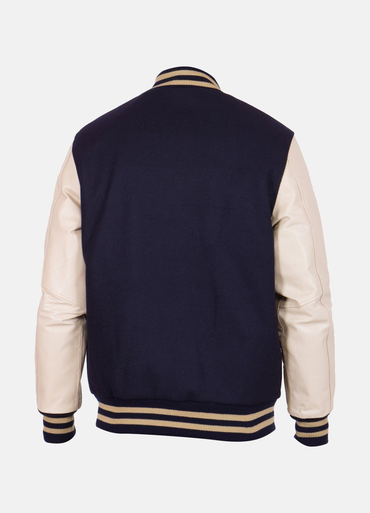 Men's Black and Beige Varsity Jacket