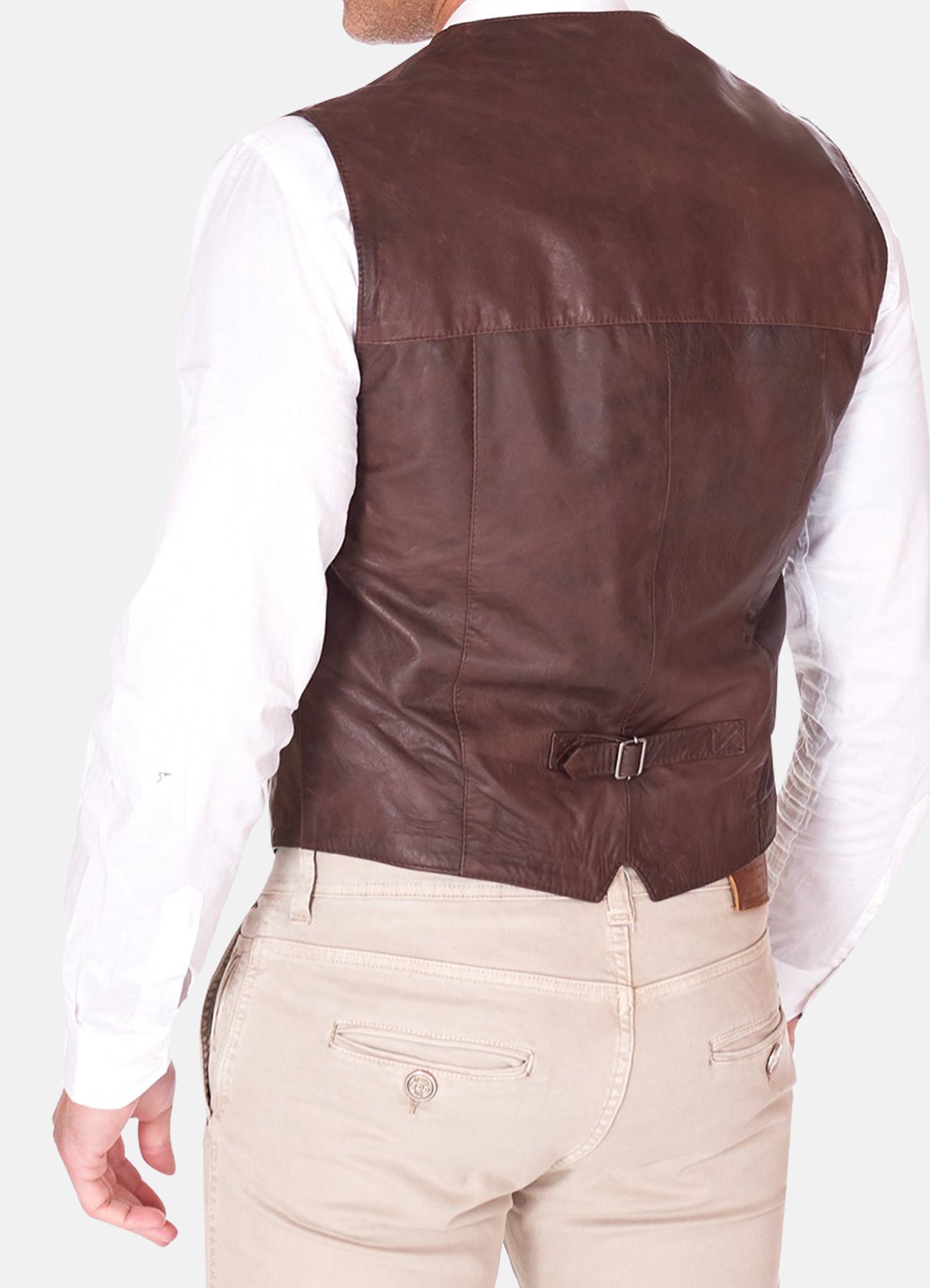 Men's Brown Real Leather Vest