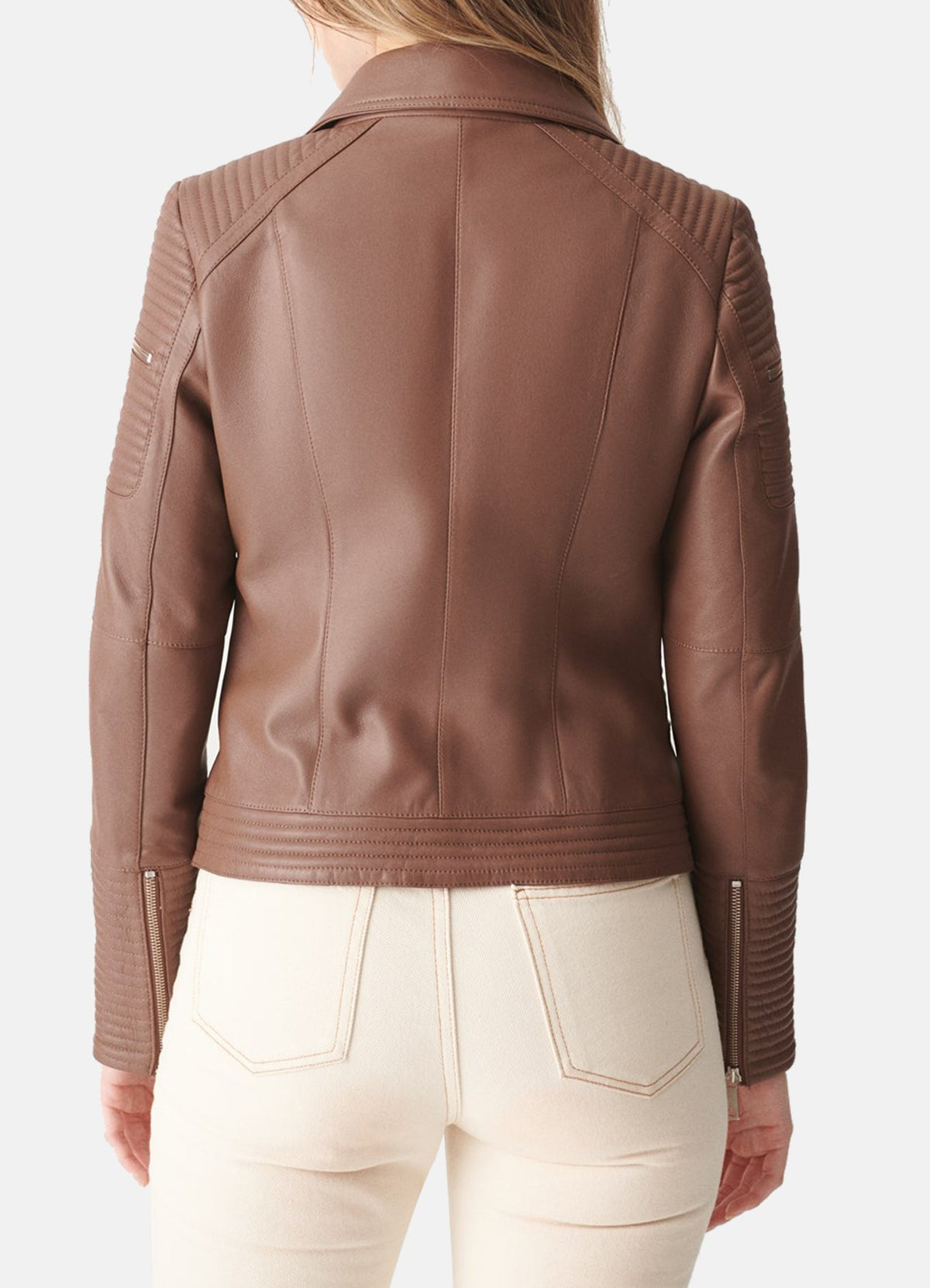 Women's Tan Brown Biker Leather Jacket