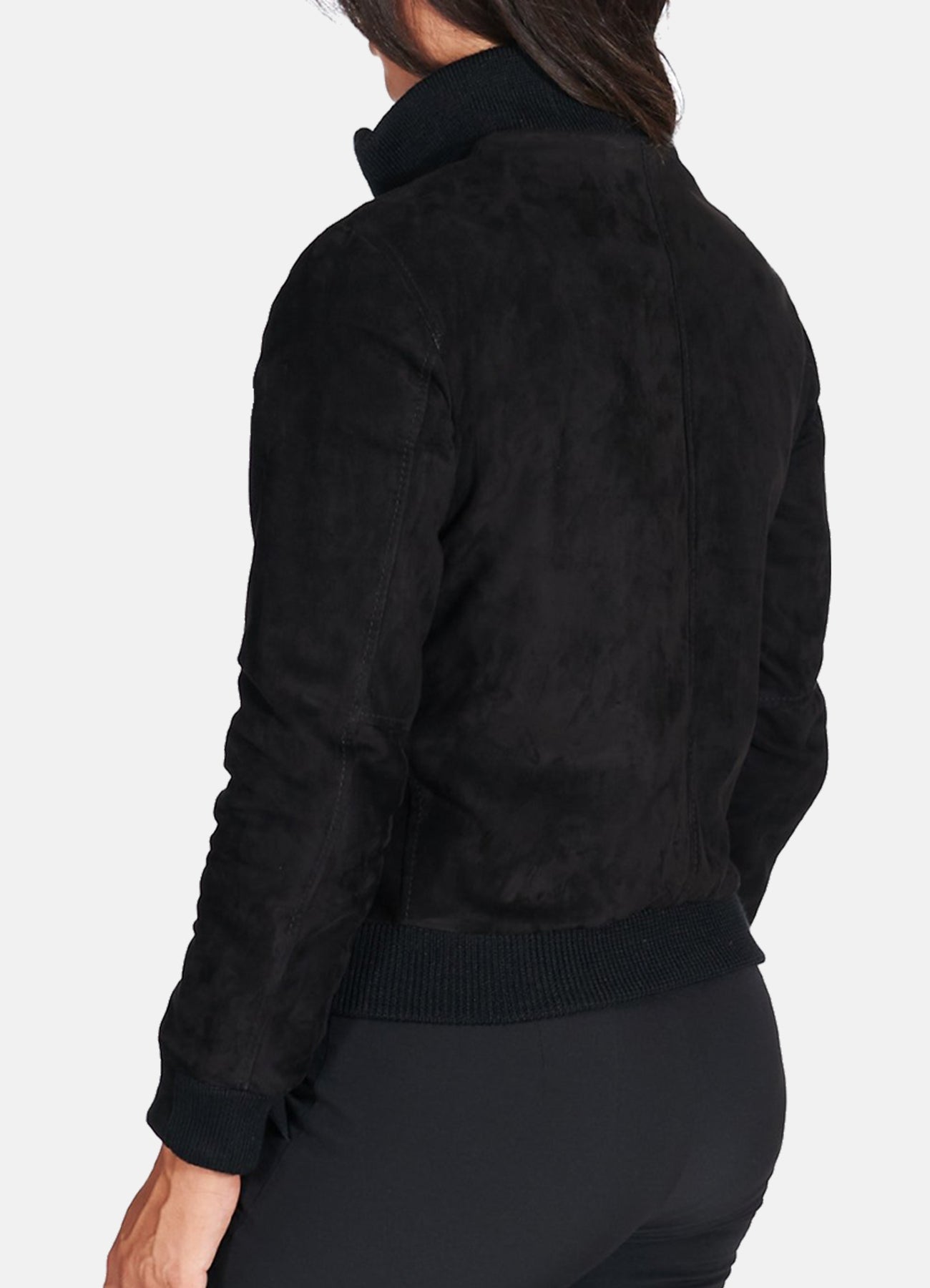 Women's Deep Black Suede Leather Jacket