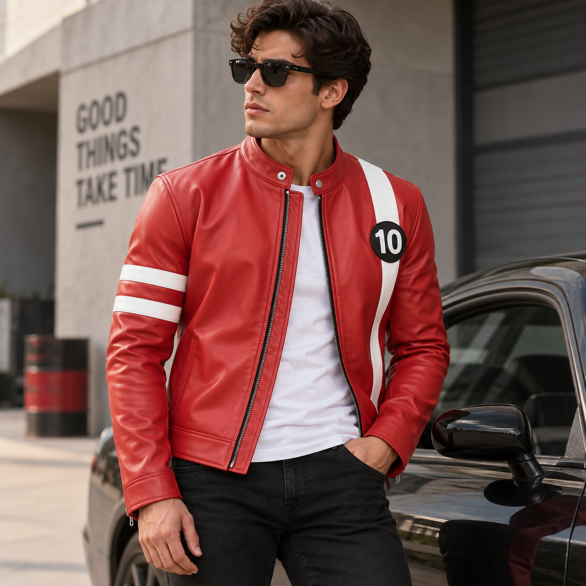 Ben 10 Inspired Leather Racing Jacket