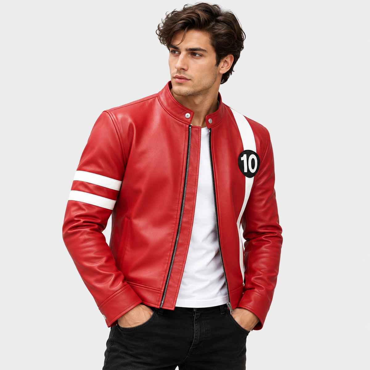 Ben 10 Inspired Leather Racing Jacket