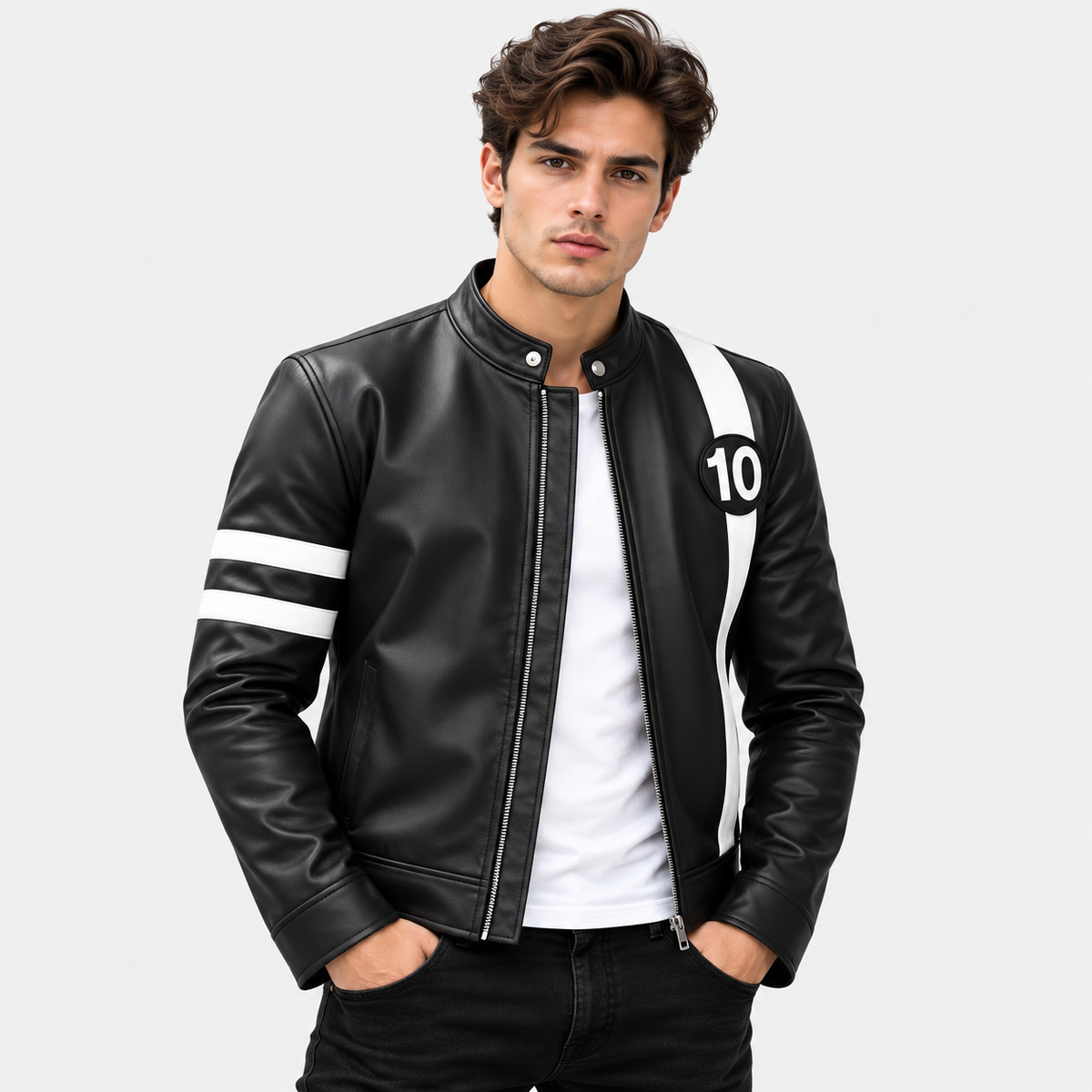 Ben 10 Inspired Leather Racing Jacket