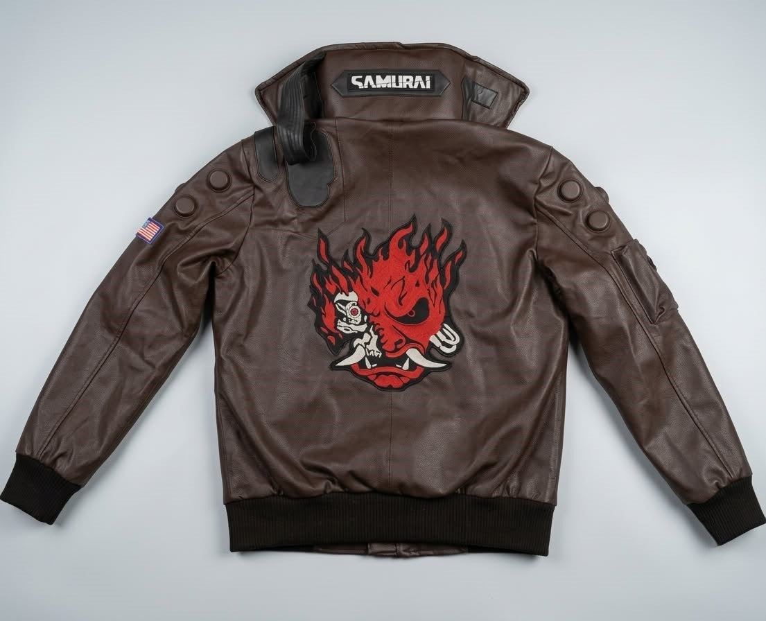 Cyberpunk 2077 Samurai V Leather Jacket with LED Collar