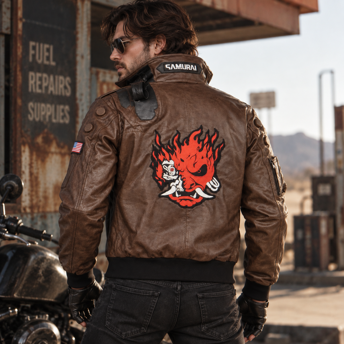 Cyberpunk 2077 Samurai V Leather Jacket with LED Collar