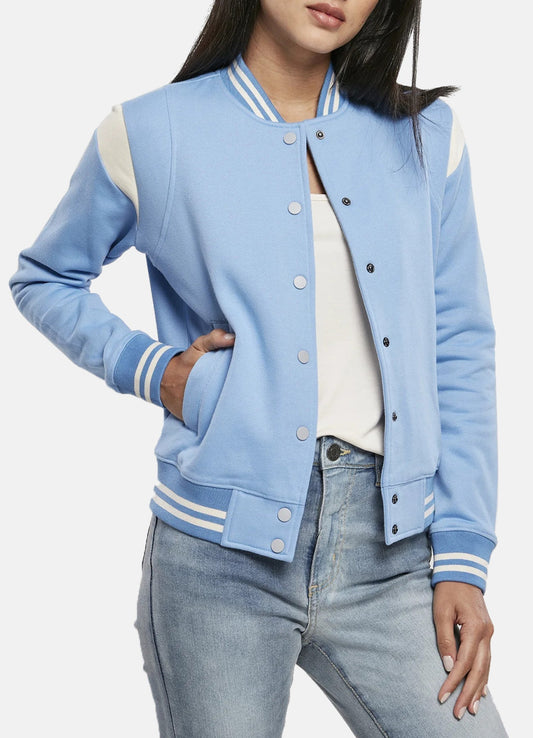 Women's Classic Baby Blue Varsity Jacket