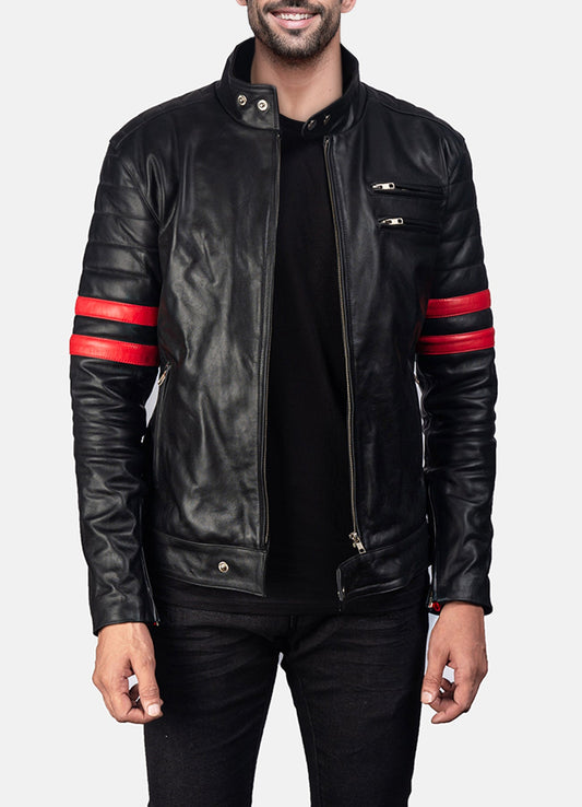 Men's Perfecto Black & Red Biker Leather Jacket