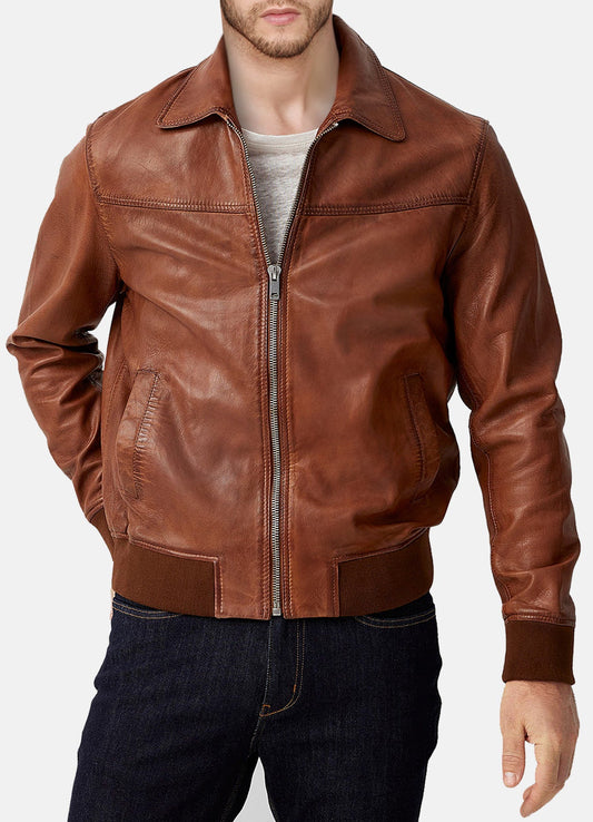 Men's Vintage Style Bomber Leather Jacket