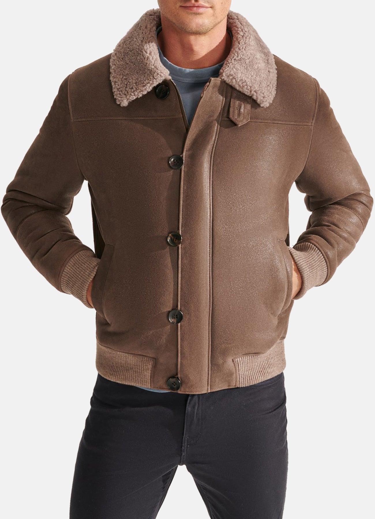 Men's Dark Brown Shearling Leather Jacket